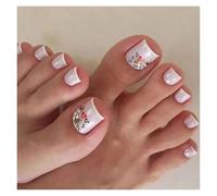 Unghie Finte 24pcs False Toe Nails Simple French Fake Toenails Set Press On Toenail Wearable Removable False Toenails With Design For Girls(Color-6)