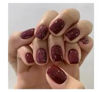 Unghie Finte 24Pcs Fashion Fake Nails Press on Short Square Head False Nail Art Green Leopard Print Design Artifical Full Cover Nail Tips(Color42)