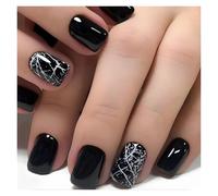 Unghie Finte 24Pcs Fashion Fake Nails Press on Short Square Head False Nail Art Green Leopard Print Design Artifical Full Cover Nail Tips(Color34)