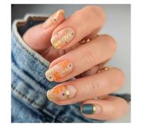 Unghie Finte 24Pcs Fashion Fake Nails Press on Short Square Head False Nail Art Green Leopard Print Design Artifical Full Cover Nail Tips(Color9)