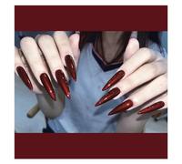 Unghie Finte 24pcs Glossy Black Fake Nails Set Press On Nail Tips Solid Color Long Stiletto Removable Artificial Nails Decoration Nail Art(Style7)