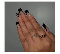 Unghie Finte 24Pcs Nude White French Fake Nail Short Square Nail Tips Fashion Wearable False Nails with Glue Simple Full Cover Press on Nails(Color3)