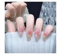 Unghie Finte 24Pcs Shiny Press on Fake Nails Dark Pink Square Short Gel Cover False Fingernails Manicure Art Tips for Women and Girl(Color25)