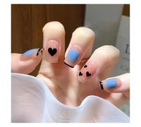 Unghie Finte 24Pcs Shiny Press on Fake Nails Dark Pink Square Short Gel Cover False Fingernails Manicure Art Tips for Women and Girl(Color18)