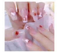 Unghie Finte 24Pcs Shiny Press on Fake Nails Dark Pink Square Short Gel Cover False Fingernails Manicure Art Tips for Women and Girl(Color9)