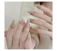 Unghie Finte 24Pcs Shiny Press on Fake Nails Dark Pink Square Short Gel Cover False Fingernails Manicure Art Tips for Women and Girl(Color8)