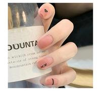 Unghie Finte 24Pcs Shiny Press on Fake Nails Dark Pink Square Short Gel Cover False Fingernails Manicure Art Tips for Women and Girl(Color15)