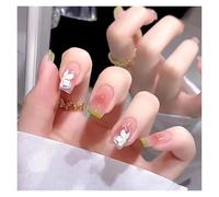 Unghie Finte 24Pcs Shiny Press on Fake Nails Dark Pink Square Short Gel Cover False Fingernails Manicure Art Tips for Women and Girl(Color34)