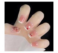Unghie Finte 24Pcs Shiny Press on Fake Nails Dark Pink Square Short Gel Cover False Fingernails Manicure Art Tips for Women and Girl(Color36)
