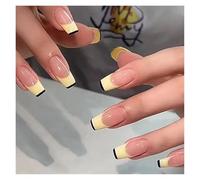 Unghie Finte 24Pcs Shiny Press on Fake Nails Dark Pink Square Short Gel Cover False Fingernails Manicure Art Tips for Women and Girl(Color13)