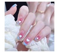 Unghie Finte 24Pcs Shiny Press on Fake Nails Dark Pink Square Short Gel Cover False Fingernails Manicure Art Tips for Women and Girl(Color37)