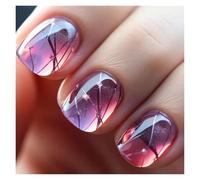 Unghie Finte 24pcs Short Round False Nails French Blue Sparkling Pearl White Wavy Love Heart Full Cover Detachable Press On Nail Tips(Color2)