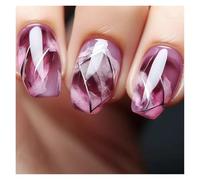 Unghie Finte 24pcs Short Round False Nails French Blue Sparkling Pearl White Wavy Love Heart Full Cover Detachable Press On Nail Tips(Color8)