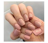 Unghie Finte 24Pcs Solid Color Wine Red Design Fake Nail Short Square Press on False Nails Simple Detachable Finished Full Cover Nail Tips(Color6)