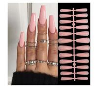 Unghie Finte 24pcs Square False Nails White Simple French Floral Design Fake Nials Full Cover Press on Nails DIY Detachable Nail Tips(Color36)