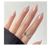 Unghie Finte 24pcs Stiletto Aurora Fake Nails Set Press On Short Almond Nails Wearable False Nails With Glitter Designs Full Cover Nail Tips(Style1)