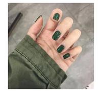 Unghie Finte 24PcsSet Press On Nail Art Full Cover Artificial Fake Nails Patch Finished Solid Color Girl Wearing Reusable False Nails(Color7)