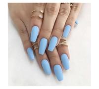 Unghie Finte 24PcsSet Press On Nail Art Full Cover Artificial Fake Nails Patch Finished Solid Color Girl Wearing Reusable False Nails(Color3)