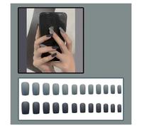 Unghie Finte 24PcsSet Press On Nail Art Full Cover Artificial Fake Nails Patch Finished Solid Color Girl Wearing Reusable False Nails(Color6)