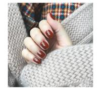 Unghie Finte 24PcsSet Press On Nail Art Full Cover Artificial Fake Nails Patch Finished Solid Color Girl Wearing Reusable False Nails Unghie Finte Adesive(Color5)