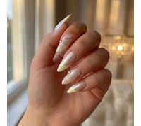 Unghie finte 3D a forma di farfalla, con strass e strass, base color carne chic con punte francesi cremose, unghie finte scolpite con ali di farfalla per feste, matrimoni, uso quotidiano