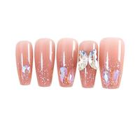 Unghie finte a farfalla lunghe ballerine stick on unghie punte complete unghie artificiali premere sulle unghie per le donne