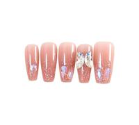 Unghie finte a farfalla lunghe ballerine stick on unghie punte complete unghie artificiali premere sulle unghie per le donne