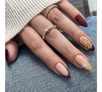 Unghie finte a forma di fiocco di neve, 24 pezzi, in ABS, resistenti, per occasioni festive, comode da indossare, 24 pezzi, fiocco di neve natalizio