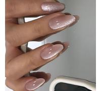 Unghie finte a forma di mandorla con occhi di gatto, in acrilico, per manicure, per spostamenti quotidiani o occasioni speciali