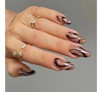 Unghie finte a mandorla con glitter, in 12 misure, 24 pezzi, punte francesi per decorazioni artistiche per unghie, bara, mandorla, punta francese