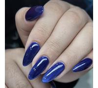 Unghie finte a mandorla con glitter paillettes disegni occhi di gatto lucido stick on colle acrilico Stick Nail