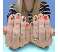 Unghie finte a pressione, a forma di fiore, corte, ovali, in acrilico, stampa floreale, per nail art