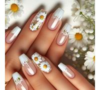 Unghie finte a pressione, in acrilico, per la caduta delle unghie, per uso quotidiano, 24 pezzi, per nail art floreale