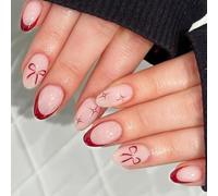 Unghie finte a punta francese, 24 pezzi, corte e quadrate, con bordo nero, rosa nudo con colla, riutilizzabili, in acrilico lucido, copertura completa, punta francese, unghie adesive per donne,