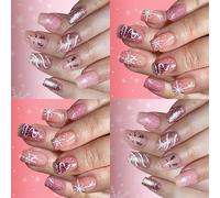 Unghie Finte A Tema Natalizio 48 Scatola Design Con Pupazzo Neve E Glitter Per Feste Facile Da Applicare Costruzione In ABS Stampa Sull'unghia Per L'ultimo Natale