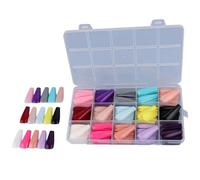 Unghie finte acriliche punte quadrate/mandorla/stilettos/bara unghie finte 360pcs unghie artificiali complete con custodia