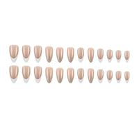Unghie finte bianche con punta francese di media lunghezza premere sulle unghie coperture complete Stick On Nails scintillanti unghie artificiali