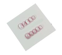 Unghie Finte Cat-Eye Fake Nails Handmade Press on Nails Short False Nail Tips Decorated Stick on Nail Fashion Trend Fake Nails Solid Color Unghie Finte Adesive(S-003)