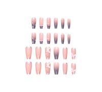 Unghie finte con | 24 Pezzi 3D Unghie Artificiali Premendo - Adesivi Manicure, Dita False Fatte In Casa, Stile Francese, Colla Su Falsi Per Bambini