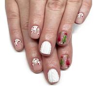 Unghie finte con albero di Natale premere su coperture complete bastone su bella artificiale per l'inverno bello albero falso artificiale corto quadrato premere su