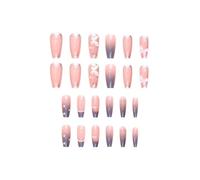 Unghie finte con fascino, prua Pressa sulle unghie,24 pezzi Pressa artificiale sulle unghie - Adesivi per manicure, falsi fatti in casa, stile francese, colla su accessori falsi per bambini