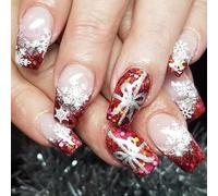 Unghie finte con punta francese fiocco di neve unghie artificiali ballerine coperture complete stick sulle unghie archi premere sulle unghie per le donne