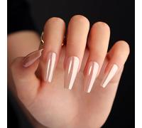 Unghie finte con punta francese, unghie testurizzate 3D colori brillanti, adesive alla moda for l'estate, feste, stile minimalista(E)