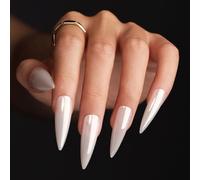 Unghie finte con punta francese, unghie testurizzate 3D colori brillanti, adesive alla moda for l'estate, feste, stile minimalista(G)
