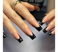 Unghie finte con punta francese, unghie testurizzate 3D colori brillanti, adesive alla moda for l'estate, feste, stile minimalista(B)