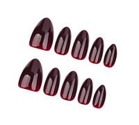 Unghie finte corte a mandorla, 30 pezzi, rossore del vino, unghie finte in 15 misure, unghie finte lucide, in acrilico, da donna