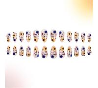 Unghie finte corte a mandorla con disegni floreali copertura completa 24 unghie adesive autunnali