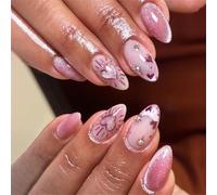 Unghie finte corte a pressione, a forma di cuore, lucide, decorazione per nail art, per donne e ragazze, 24 pezzi