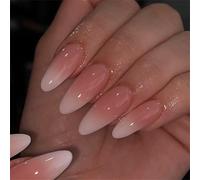 Unghie finte corte a pressione, sfumate, per nail art, versatili, francesi, per donne e ragazze, 24 pezzi