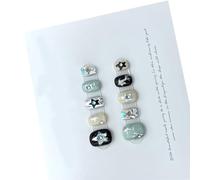 Unghie finte corte gotiche fatte a mano unghie finte rotonde set di unghie artificiali per auto espressione unghie artificiali